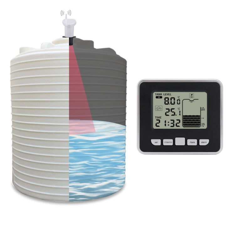 TS-FT002 Multifunctional Ultrasonic Electronic Water Tank Level Gauge With Indoor Temperature Thermometer Clock Display Water Level Gauge - free shipping - PMC Jewellery - Order now!