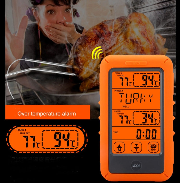 Wireless Food Thermometer Household Touch Screen BBQ Dual-Channel Kitchen Thermometer