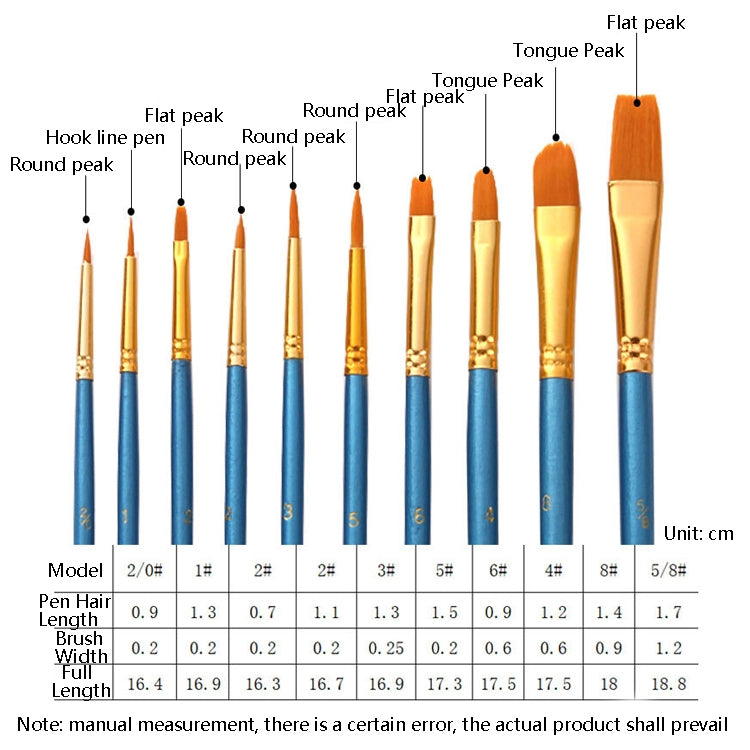 ZHU TING 10 in 1 Pearl Rod Nylon Hair Combination Brush Oil Paint Brush(Black Rods) - Art Supplies by PMC TechLife | Online Shopping South Africa | PMC TechLife