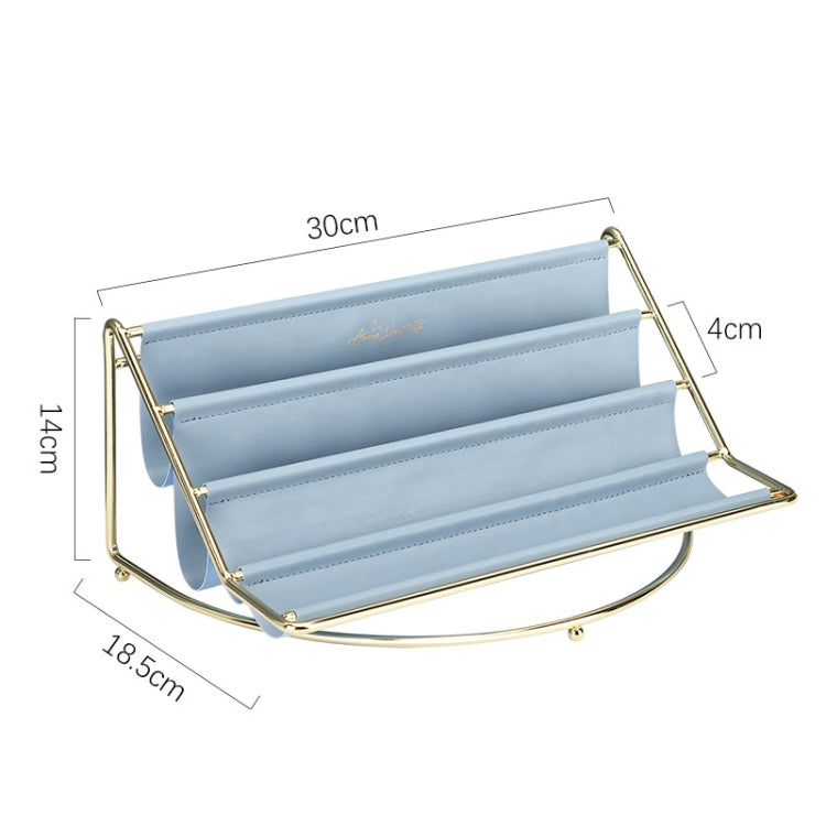 Desktop Racks Multi-Layer Wrought Iron Leather Storage Tray Keys Sundries Tablet Computers Watches Organize Creative Ornaments, Colour: Blue Large