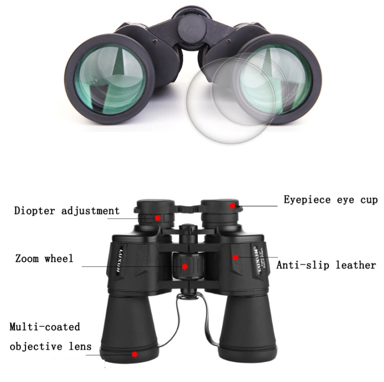 Luxun 20X50 Outdoor Binoculars Low Light Night Vision Non-Infrared High Power Binoculars(Black)