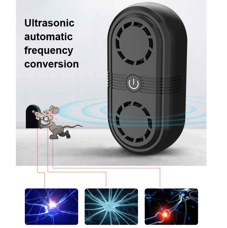BG307 Ultrasonic Mole Repellent Mosquito Repellent Household Indoor Double Horn Electronic Insect Repellent, Plug Type: EU Plug 220V(Black)
