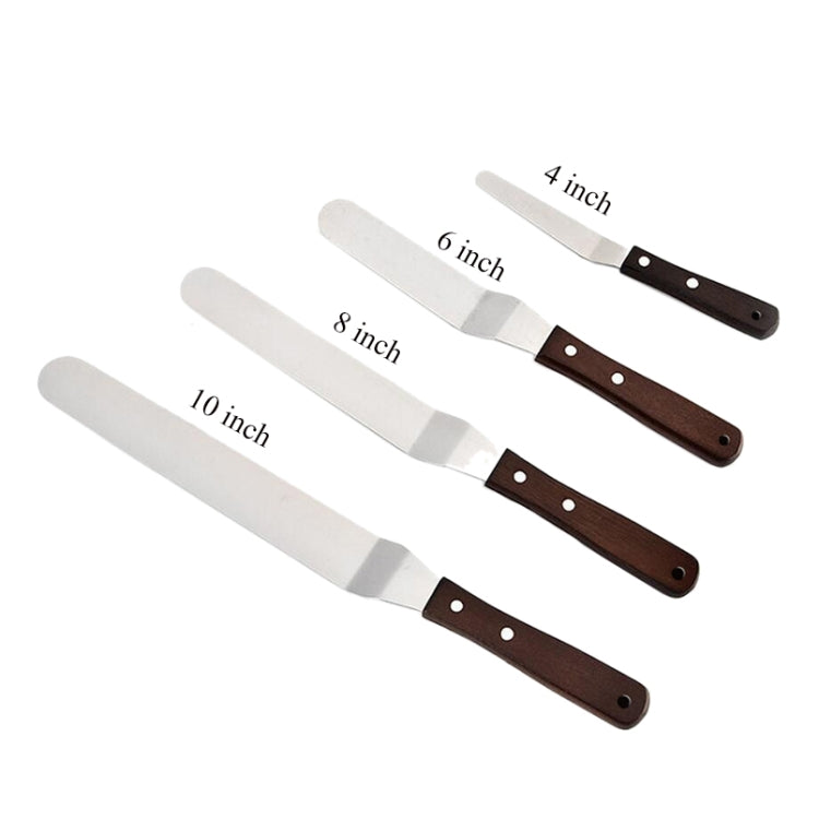 3 PCS Wooden Handle Spatula Baking Stainless Steel Cake Straight Knife(With Hole Curved Section 8 Inch) - Baking Pastry Tools by PMC TechLife | Online Shopping South Africa | PMC TechLife
