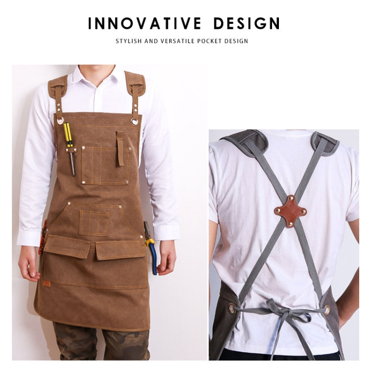 Canvas Apron Barber Roasting Cafe Gardening Woodworking Men And Women Canvas Work Clothes, Specification: For Children 47cm(Yellow)