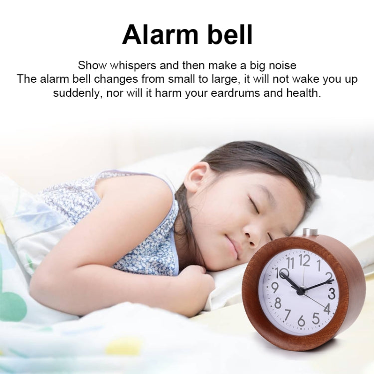 Solid Wood Silent Snooze Alarm Clock with Pointer(Round Dark) - free shipping - PMC Jewellery - Order now!