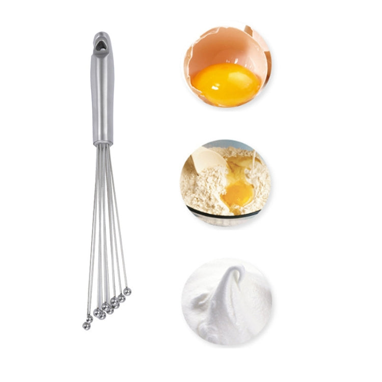 2 PCS Manual Whisk Stainless Steel Glass Bead Egg Whisk Kitchen Household Hand-Held Baking Tools Type C 10 Inch