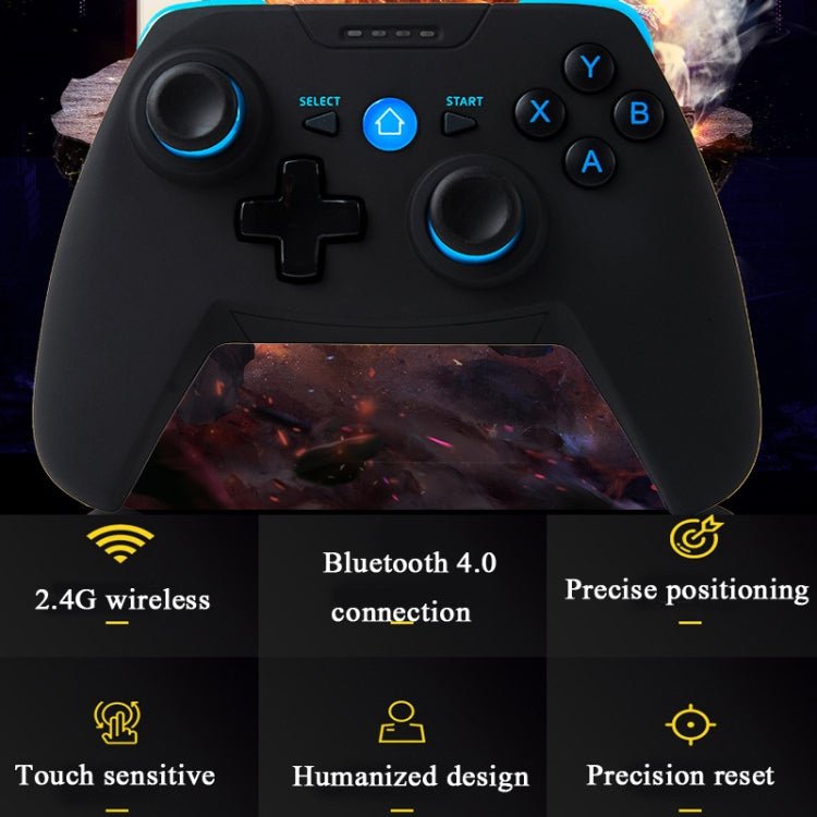 CX-X1 2.4GHz + Bluetooth 4.0 Wireless Game Controller Handle For Android / iOS / PC / PS3 Handle + Bracket (Blue)