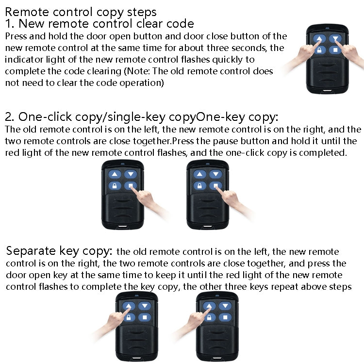 2 PCS Electric Roller Shutter Water-resistant Copy Universal Remote Controller Garage Door Remote Control Key(433MHz)