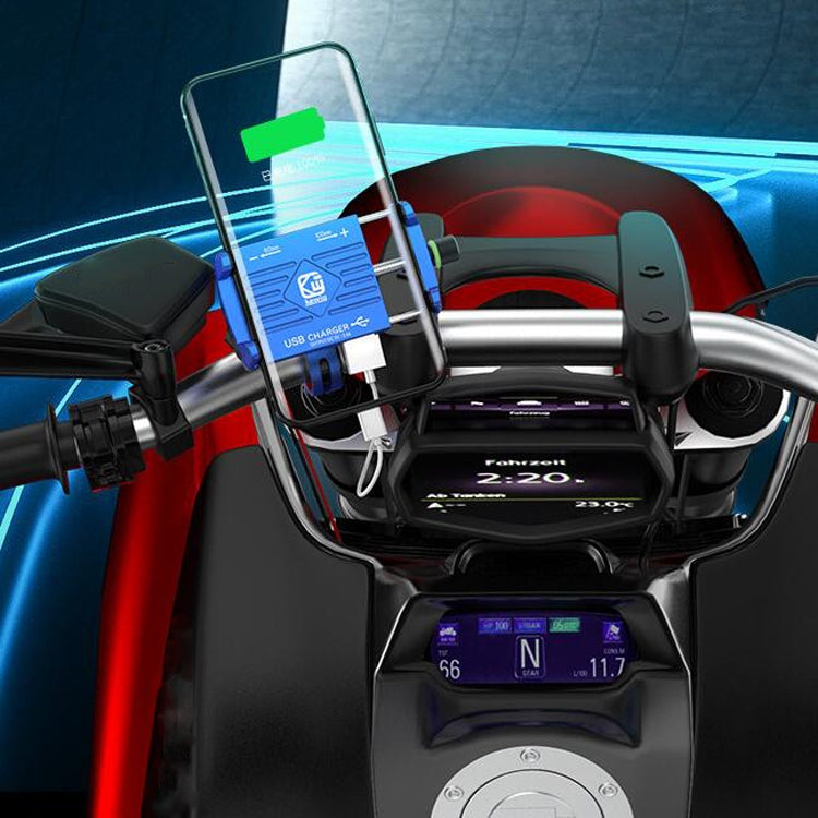Kewig M6 Aluminum Alloy Motorcycle Mobile Phone Bracket Rechargeable With Switch Waterproof Stable Navigation Bracket(Red) - free shipping - PMC TechLife - Order now!