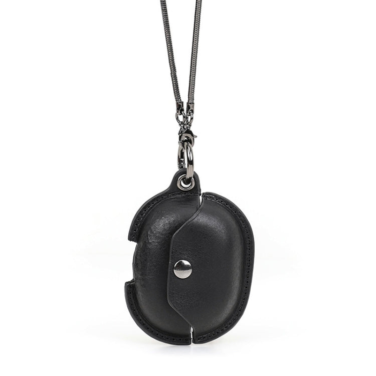 CONTACTS FAMILY CF1123B for Huawei FreeBuds Pro Leather Protective Case with Necklace Lanyard(Black)