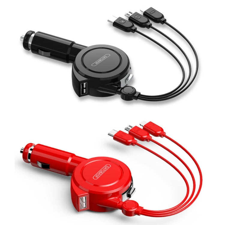 Oatsbasf 3 in 1 Multifunctional Car Charger Data Cable, Colour: 1M(Red)