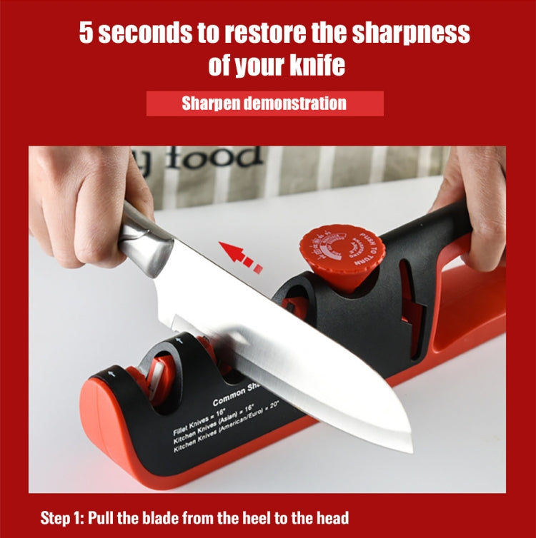 4- In-1 Adjustable Manual Knife Sharpener Multifunctional Knife Sharpener(Black Red) - Knife Sharpener by PMC TechLife | Online Shopping South Africa | PMC TechLife