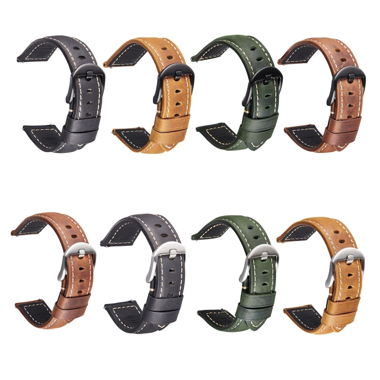 Quick Release Watch Band Crazy Horse Leather Retro Watch Band For Samsung Huawei,Size: 20mm (Dark Brown Black Buckle) - Watch Bands by PMC Jewellery | Online Shopping South Africa | PMC Jewellery | Buy Now Pay Later Mobicred