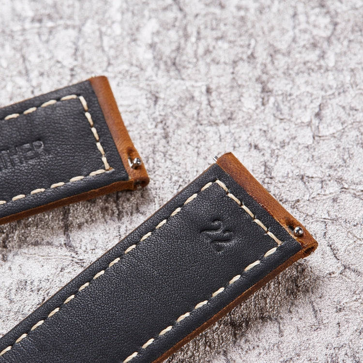 Quick Release Watch Band Crazy Horse Leather Retro Watch Band For Samsung Huawei,Size: 20mm (Dark Brown Black Buckle) - Watch Bands by PMC Jewellery | Online Shopping South Africa | PMC Jewellery | Buy Now Pay Later Mobicred
