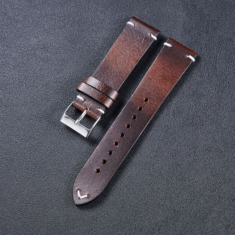 HB001 Color-Changing Retro Oil Wax Leather Universal Watch Band, Size: 20mm(Deep Brown) - free shipping - PMC Jewellery - Order now!