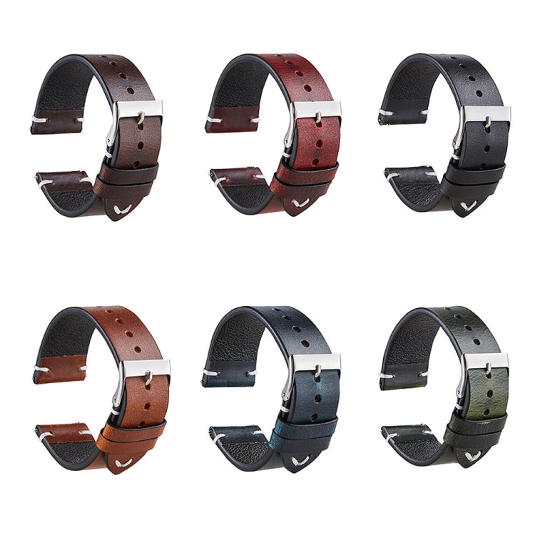 HB001 Color-Changing Retro Oil Wax Leather Universal Watch Band, Size: 20mm(Deep Brown) - free shipping - PMC Jewellery - Order now!