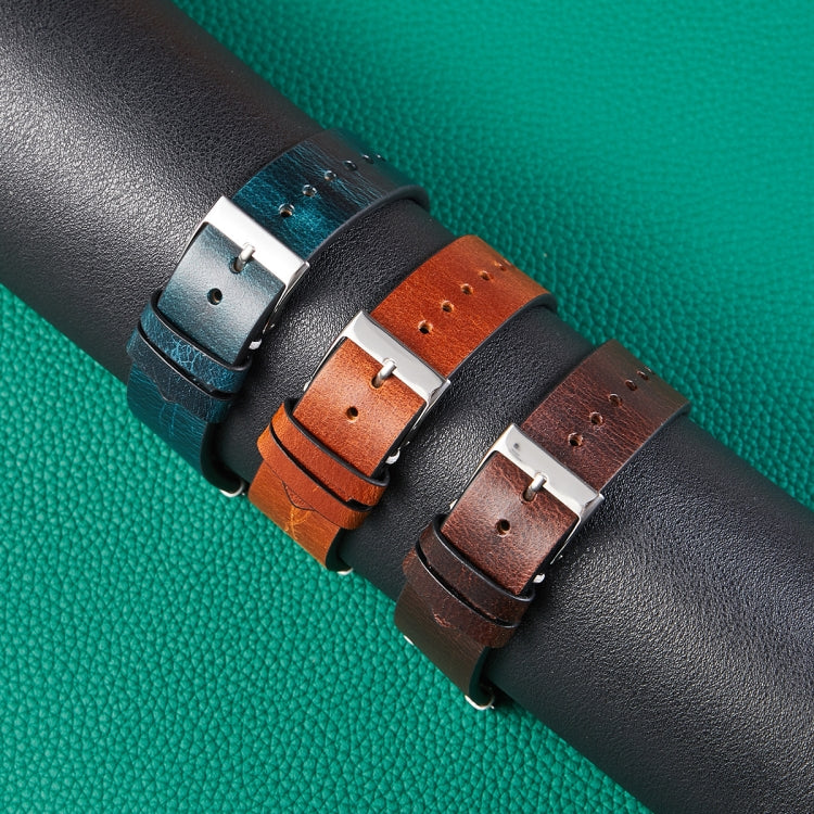 HB001 Color-Changing Retro Oil Wax Leather Universal Watch Band, Size: 20mm(Deep Brown)