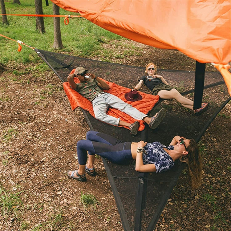 2.8m Family Outdoor Portable Aerial Tent Multi-person Camping Triangle Hammock(Black) - Hammocks by PMC Jewellery | Online Shopping South Africa | PMC Jewellery | Buy Now Pay Later Mobicred
