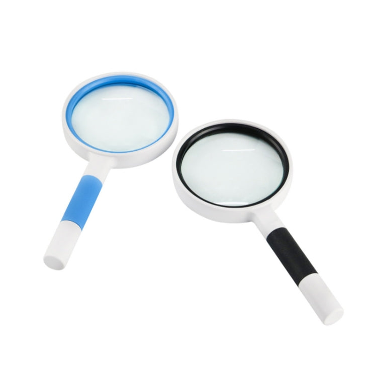 Hand-Held Reading Magnifier Glass Lens Anti-Skid Handle Old Man Reading Repair Identification Magnifying Glass, Specification: 65mm 6 Times (Black White)