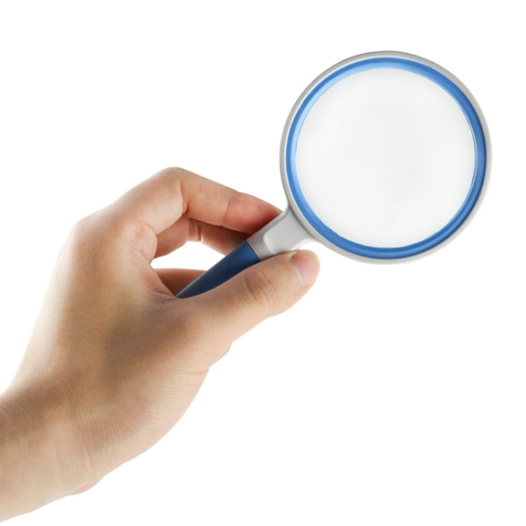Hand-Held Reading Magnifier Glass Lens Anti-Skid Handle Old Man Reading Repair Identification Magnifying Glass, Specification: 65mm 6 Times (Black White)