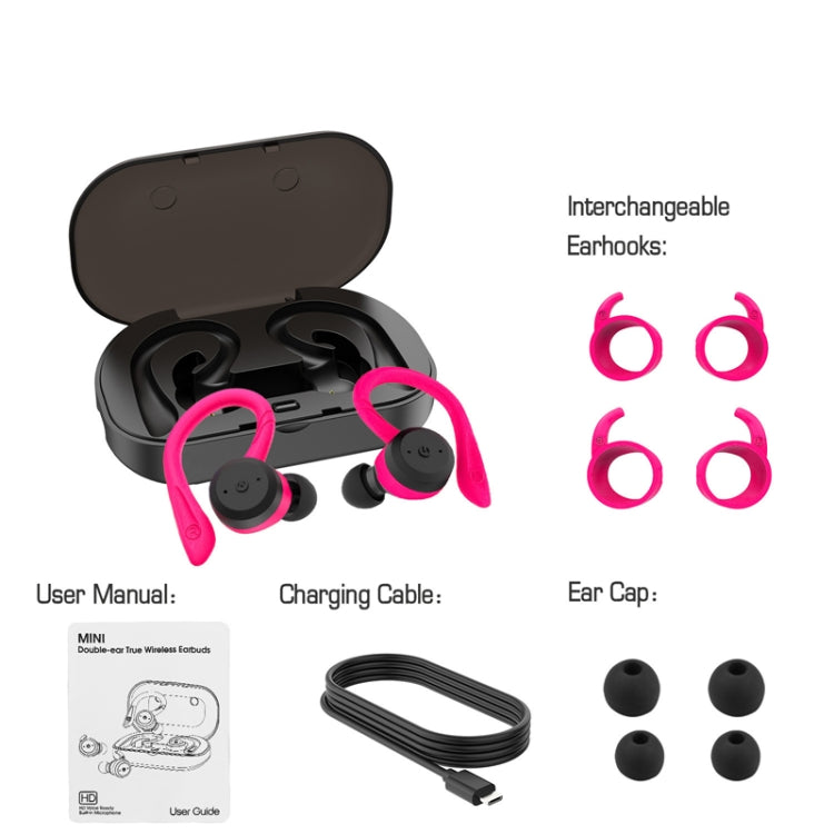BE1032 Ear-mounted Waterproof Sports TWS Wireless Bluetooth Earphone(Rose Red) - TWS Earphone by PMC TechLife | Online Shopping South Africa | PMC TechLife