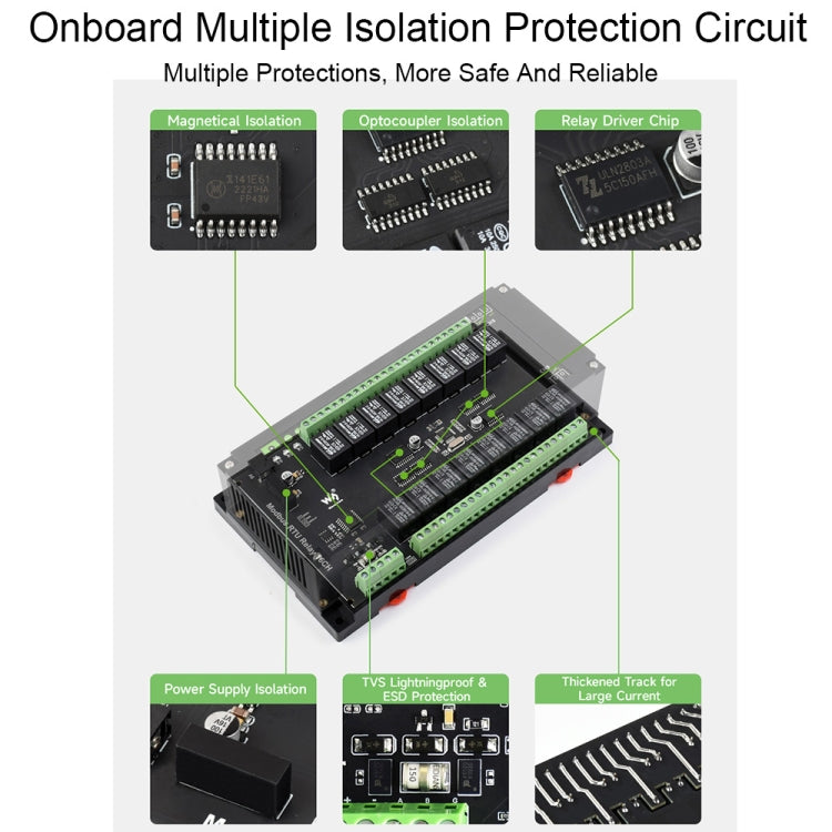 Waveshare 24921 Modbus RTU 16-Ch Relay Module, RS485 Interface, With Multiple Isolation Protection Circuits - free shipping - PMC Jewellery - Order now!