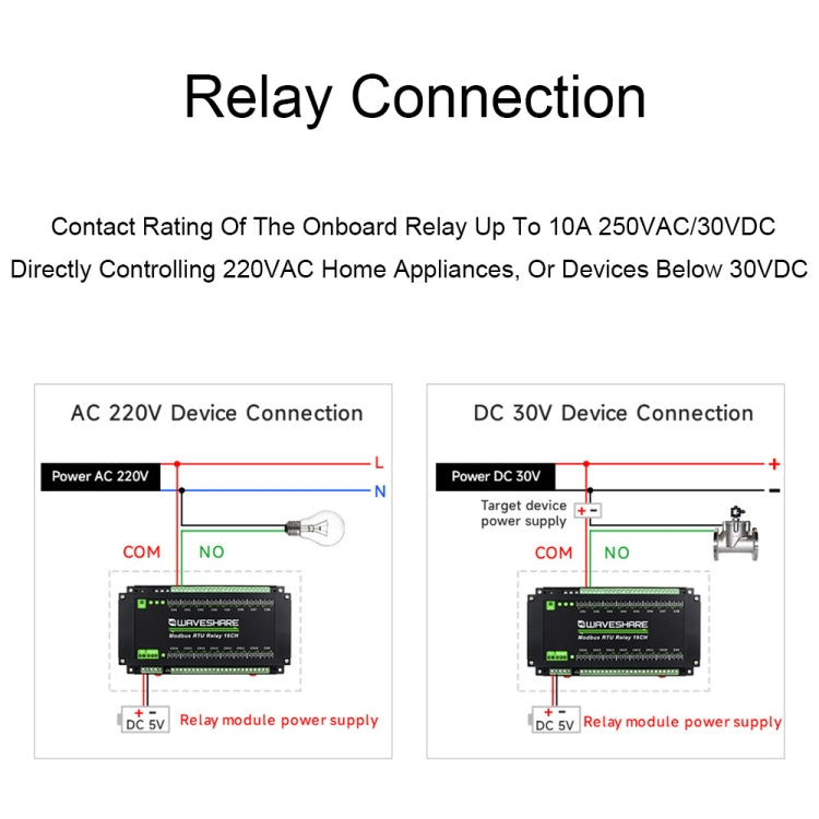 Waveshare 24921 Modbus RTU 16-Ch Relay Module, RS485 Interface, With Multiple Isolation Protection Circuits - free shipping - PMC Jewellery - Order now!
