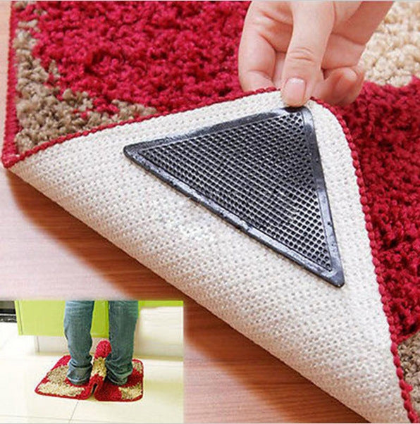 4 PCS/Set Recyclable Anti-Slip Washable Rug Carpet Mat for Home Bath Living Room(Black) - Cushions & Pillows by PMC TechLife | Online Shopping South Africa | PMC TechLife