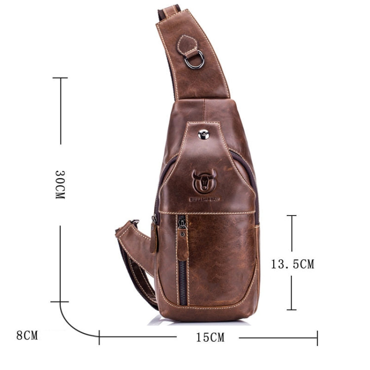BULL CAPTAIN 019 Retro Men Leather Crossbody Shoulder Bag First-Layer Cowhide Chest Bag, Colour: Chestnut Brown + Buckle