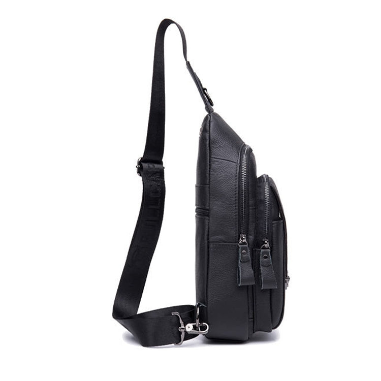 BULL CAPTAIN 110 Men Leather Shoulder Bag Cowhide Leather Multi-Function Chest Bag(Black) - Single-shoulder Bags by BULL CAPTAIN | Online Shopping South Africa | PMC Jewellery | Buy Now Pay Later Mobicred