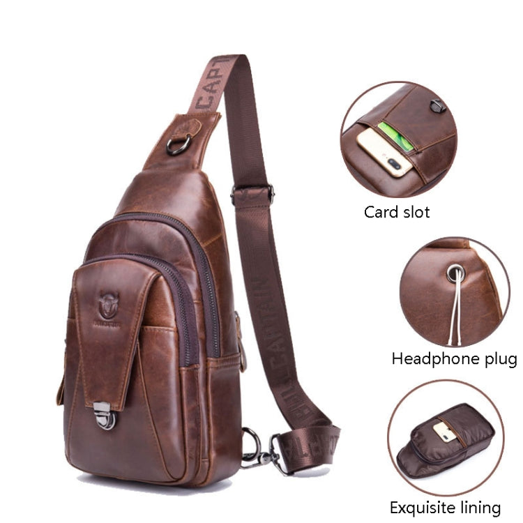 BULL CAPTAIN 110 Men Leather Shoulder Bag Cowhide Leather Multi-Function Chest Bag(Black) - Single-shoulder Bags by BULL CAPTAIN | Online Shopping South Africa | PMC Jewellery | Buy Now Pay Later Mobicred
