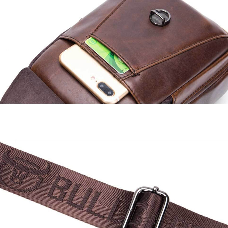 BULL CAPTAIN 110 Men Leather Shoulder Bag Cowhide Leather Multi-Function Chest Bag(Black) - Single-shoulder Bags by BULL CAPTAIN | Online Shopping South Africa | PMC Jewellery | Buy Now Pay Later Mobicred