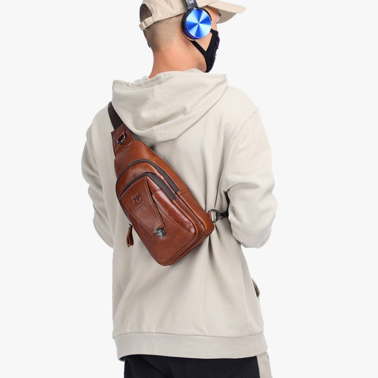 BULL CAPTAIN 110 Men Leather Shoulder Bag Cowhide Leather Multi-Function Chest Bag(Black) - Single-shoulder Bags by BULL CAPTAIN | Online Shopping South Africa | PMC Jewellery | Buy Now Pay Later Mobicred