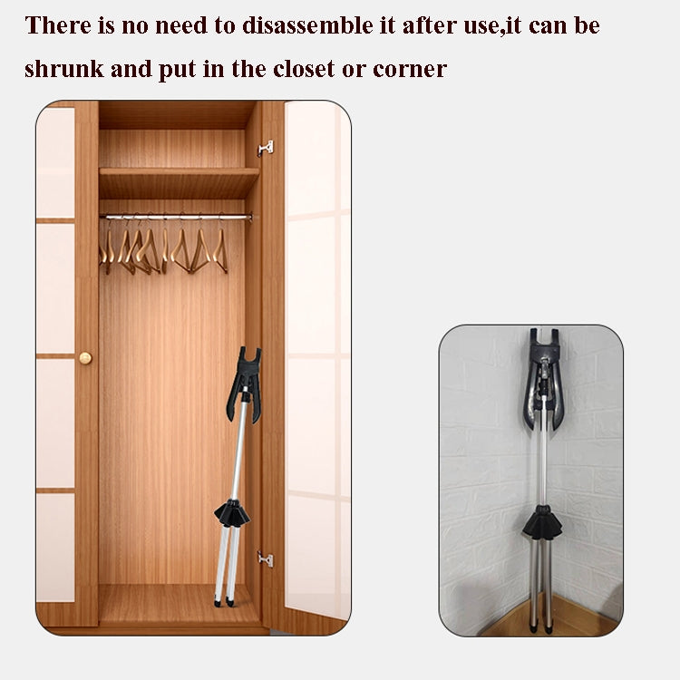 1.6m 3 in 1 Hanging Ironing Bracket Hanger Telescopic Metal Rod Mount(Black Hanger)