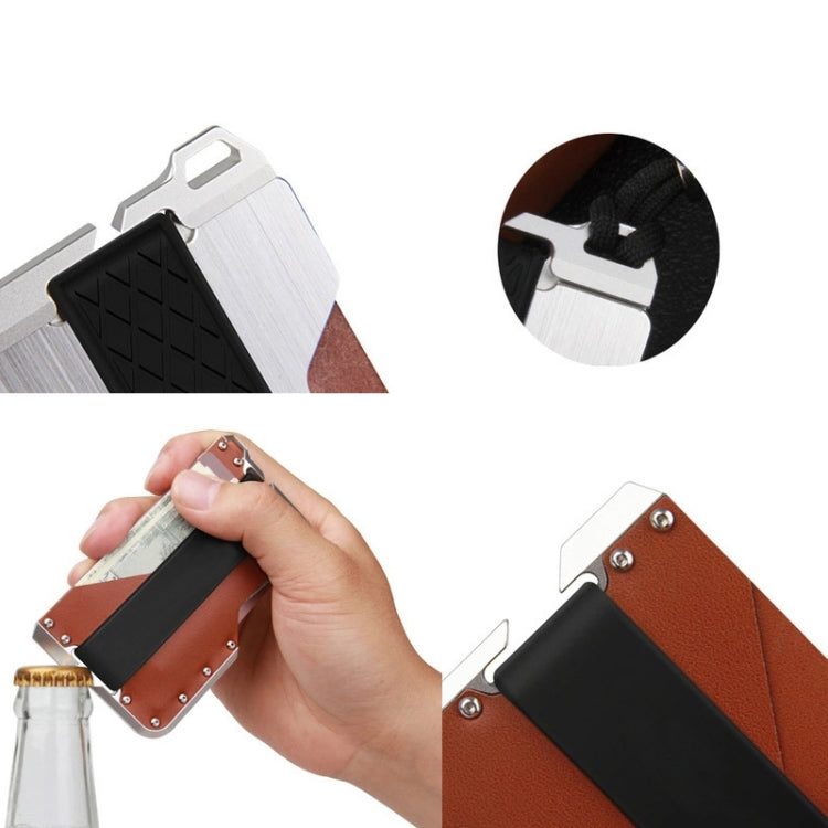 JK02 Metal Card Holder RFID Anti-Theft Leather Wallet EDC Multifunctional Stainless Steel Aluminum Alloy Card Holder(Gray + Khaki + Black)
