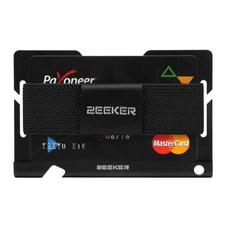 ZEEKER JK03 Aluminum Alloy Card Holder Multi-Function Elastic Band Women And Men Wallet Metal Business Card Holder(Black) - Card & Passport Bags by ZEEKER | Online Shopping South Africa | PMC Jewellery