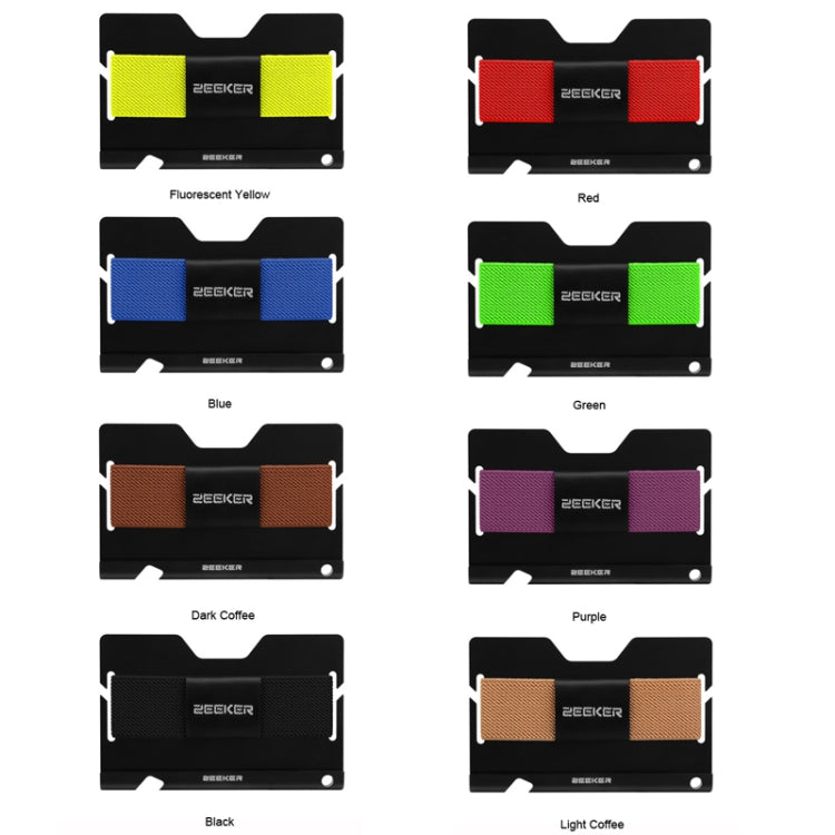 ZEEKER JK03 Aluminum Alloy Card Holder Multi-Function Elastic Band Women And Men Wallet Metal Business Card Holder(Black) - Card & Passport Bags by ZEEKER | Online Shopping South Africa | PMC Jewellery