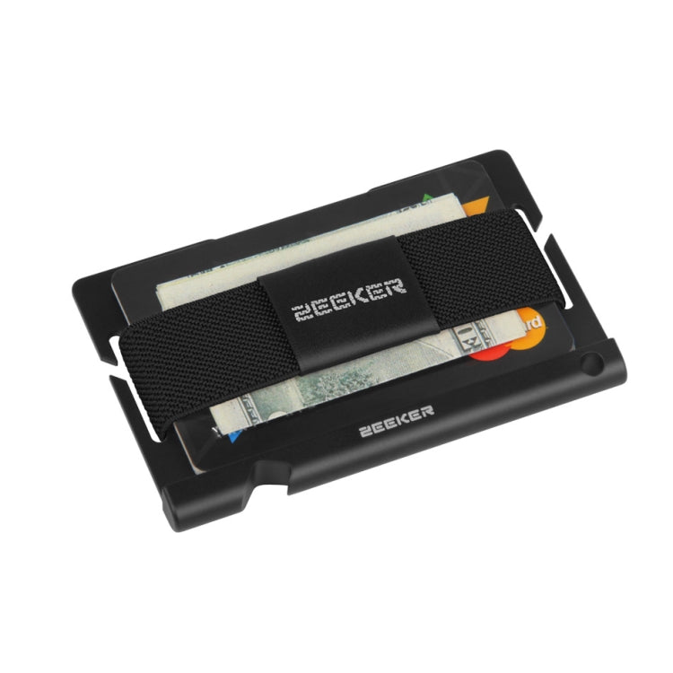 ZEEKER JK03 Aluminum Alloy Card Holder Multi-Function Elastic Band Women And Men Wallet Metal Business Card Holder(Black)