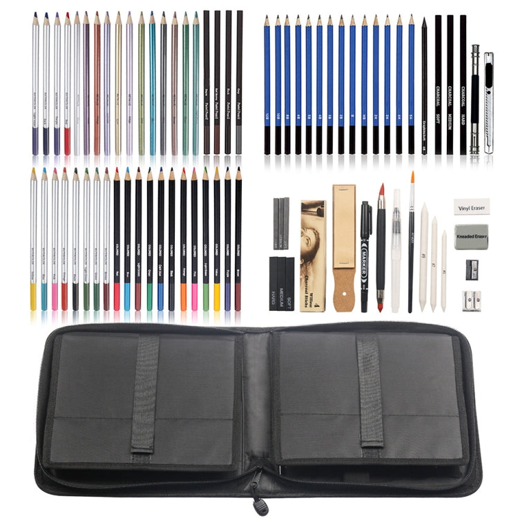 KALOLR YW-PC083 83 in 1 Portable Sketch Tool Water-Soluble Color Lead Metal Color Lead Combination Sketch Drawing Set(Black) - free shipping - PMC Jewellery - Order now!