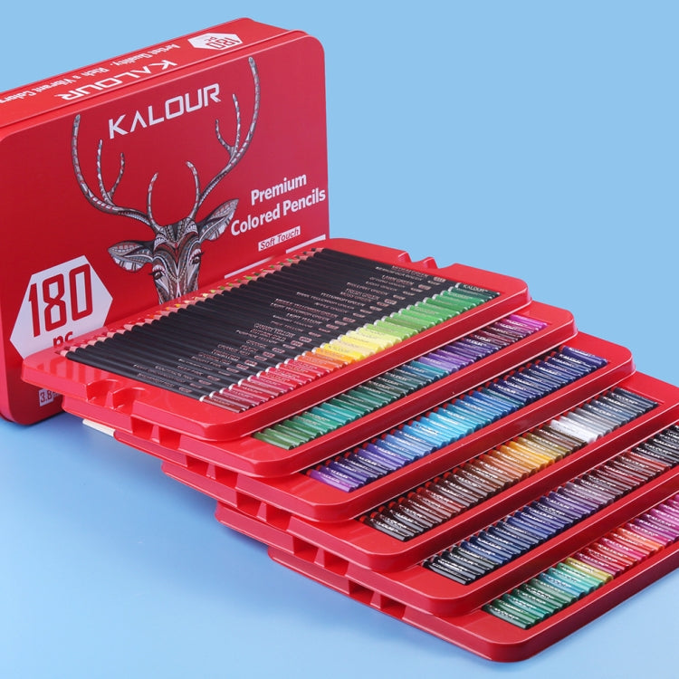 KALOUR 180 Colors Color Lead Set Painted Pencils Art Painting Supplies(Iron Box) - free shipping - PMC Jewellery - Order now!