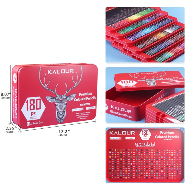 KALOUR 180 Colors Color Lead Set Painted Pencils Art Painting Supplies(Iron Box) - free shipping - PMC Jewellery - Order now!