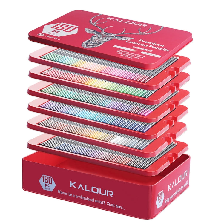 KALOUR 180 Colors Color Lead Set Painted Pencils Art Painting Supplies(Iron Box) - free shipping - PMC Jewellery - Order now!