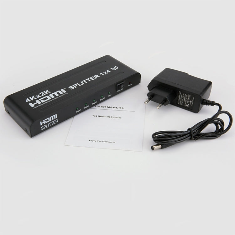 HW-4K104D 1 to 4 4K X 2K Video High-Definition On-Screen HDMI Splitter(EU Plug)