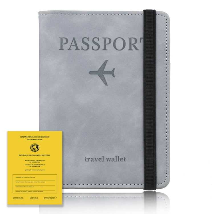 RFID Travel Passport Card Bag Elastic Band Protective Case(Gray)