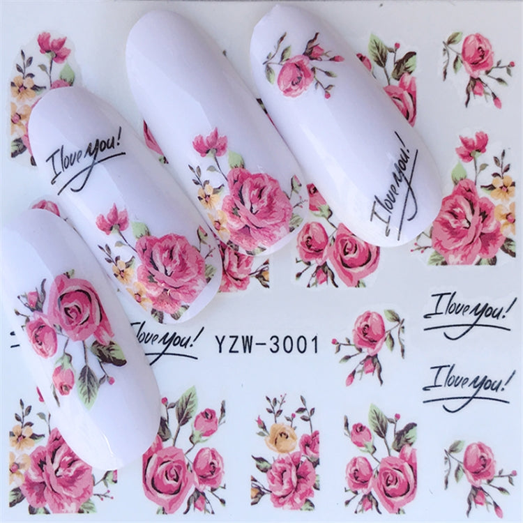 10 PCS Summer Colorful Nail Sticker Water Transfer Nail Decorations(YZW-125)