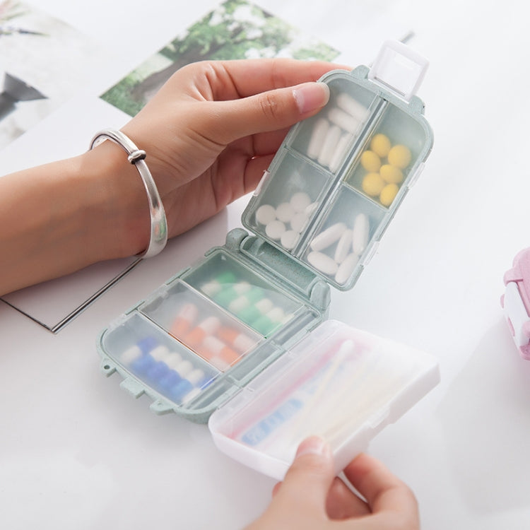 6 PCS C1617 Portable Dispensing Sealed Pill Box Wheat Straw Large-capacity Storage Box(Green)