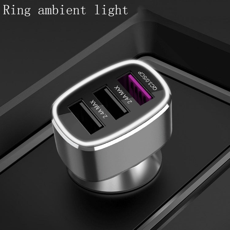 Three USB Ports Car Fast Charging Charger For Huawei/For OPPO/VIVO/OnePlus And Other Flash Charging, Model: GT680 Gray
