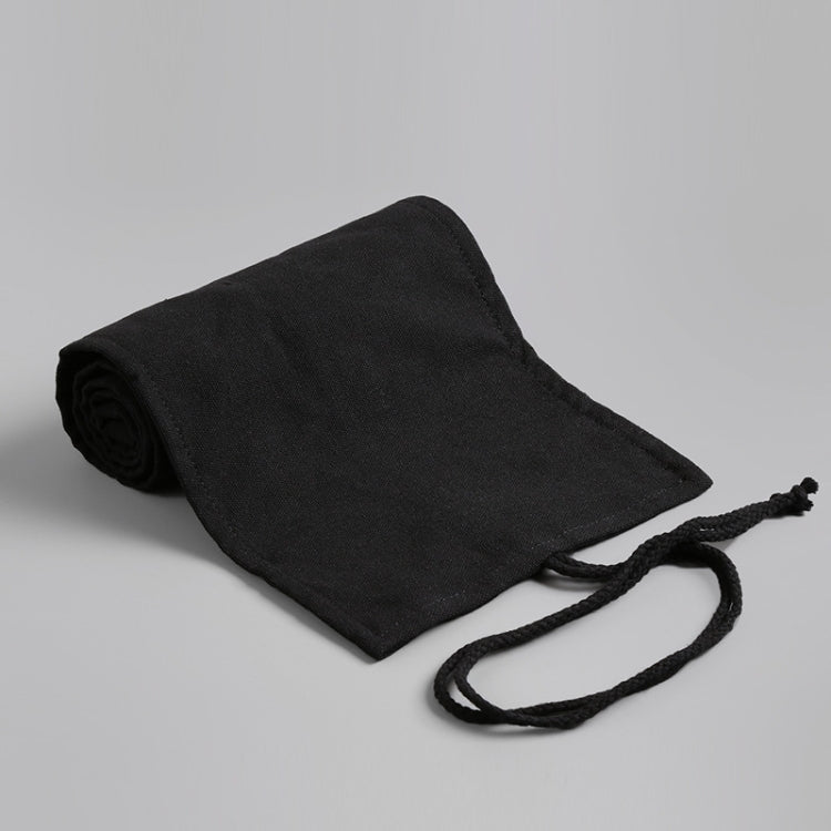 48 Holes Pure Black Handmade Canvas Roll Pen Bag Large Capacity Boy And Girl Sketch Color Pencil Curtain