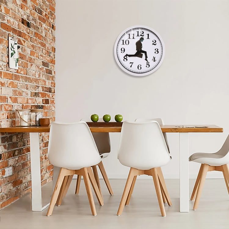 Walking Clock Businessman Briefcase Glass Wall Clock Personality Clock Decoration Round Clock(White) - Wall Clock by PMC TechLife | Online Shopping South Africa | PMC TechLife
