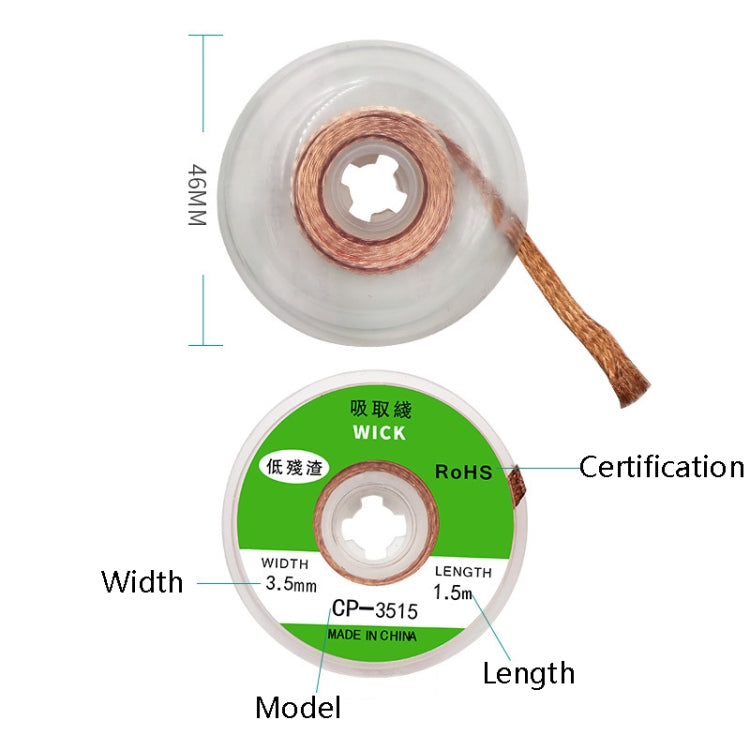 4 PCS Silk Wire Deficiency Tin With Low Residue Strip BGA To Remove Tin Welding Strip Electronic Maintenance Welding Material, Model: CP-3015 3.0mm x 1.5m